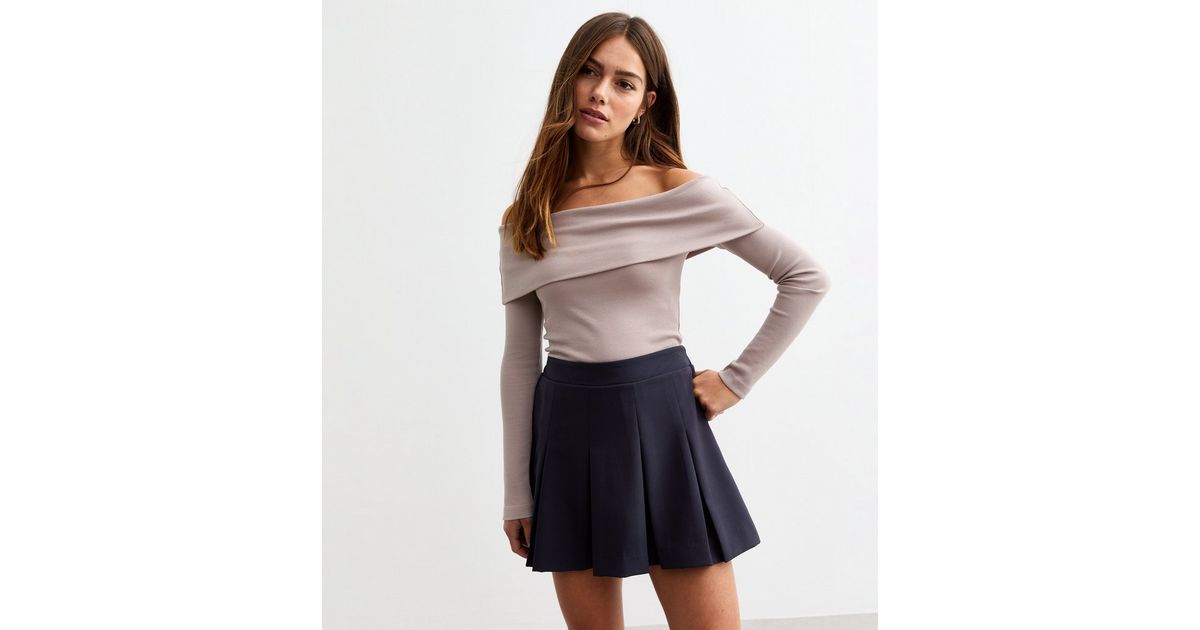 Mini Skirt Navy Pleated Skirt Size 18 Dionne Pleated Knit Mini