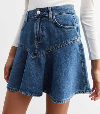 Blue Denim Peplum Skirt