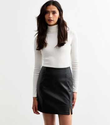 Tall Black Faux Leather Mini Skirt