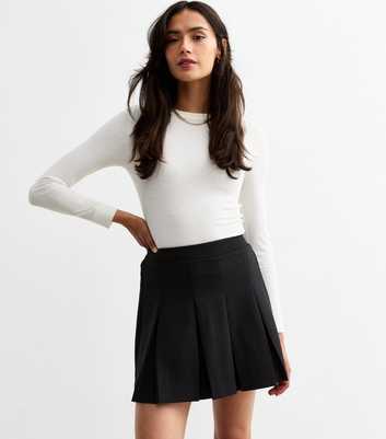 Tall Black Box Pleat Micro Mini Skirt