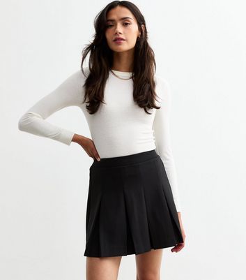 Tall Black Box Pleat Micro Mini Skirt New Look