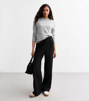 Tall Black Pull On Wide Leg Trousers