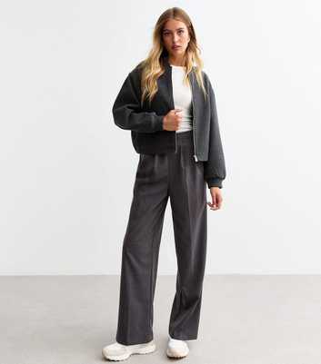 Tall Grey Pull On Wide Leg Trousers