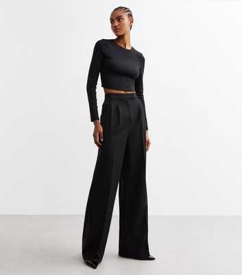 Tall Black Tailored Wide Leg Trousers