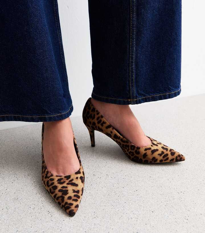 Brown Leopard Print Stiletto Heel Court Shoes