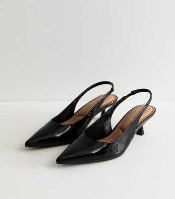 Black Slingback Kitten Heel Court Shoes 