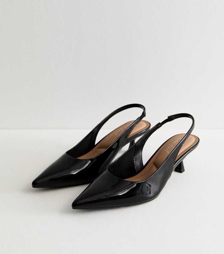 Black Slingback Kitten Heel Court Shoes
