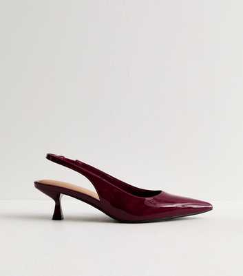 Burgundy Slingback Kitten Heel Court Shoes 