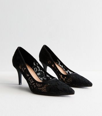 Black lace pumps womens shoes online