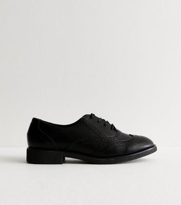 Black Leather Look Lace Up Brogues New Look