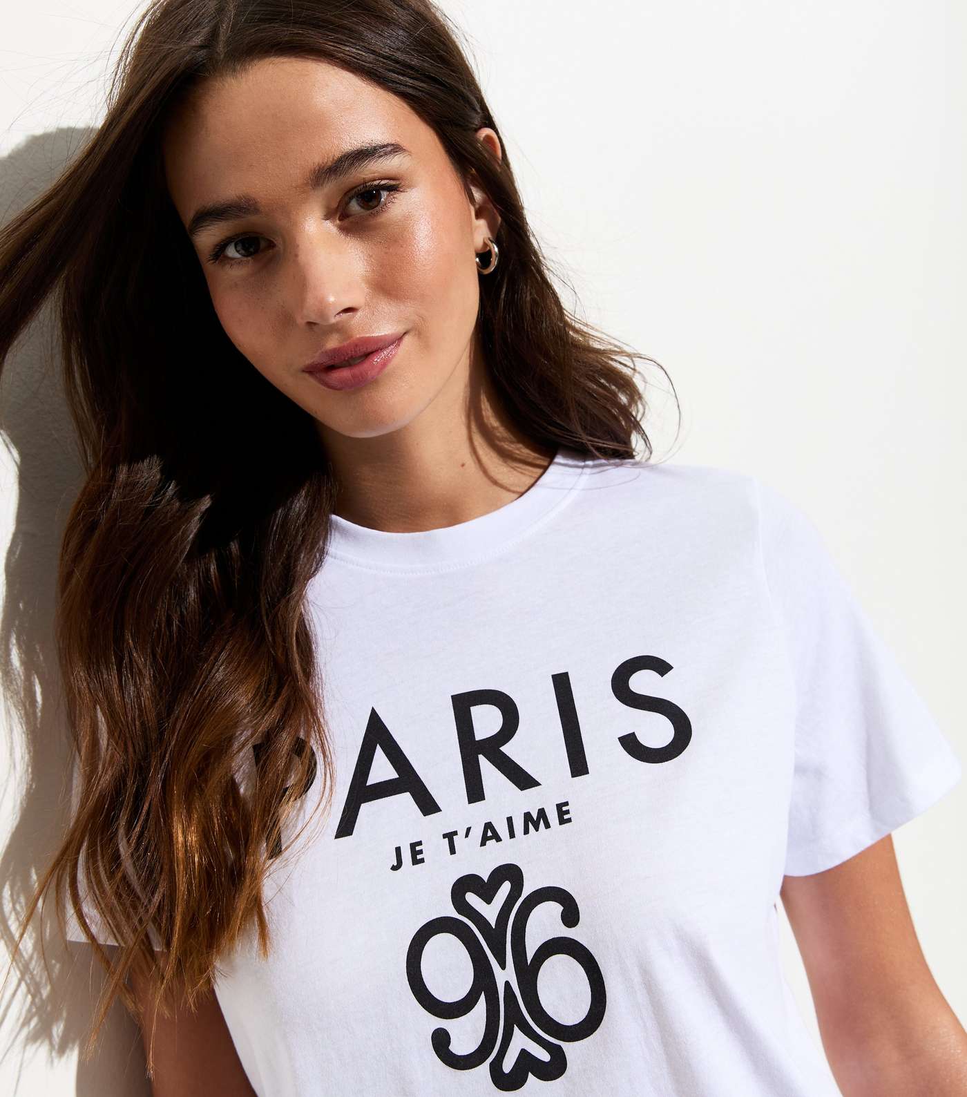 White Paris Crest Print Cotton T-Shirt Image 2