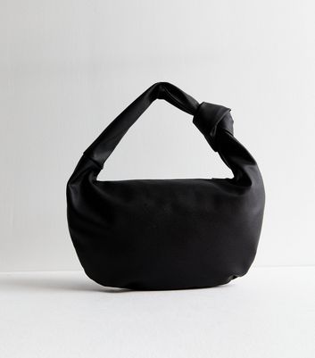 Black Leather-Look Knot Strap Shoulder Bag New Look