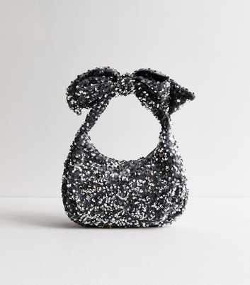 Silver Bow Sequin Mini Bag 