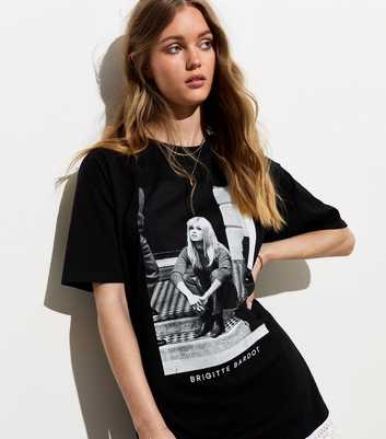 Black Brigitte Bardot Graphic-Print Cotton T-Shirt 