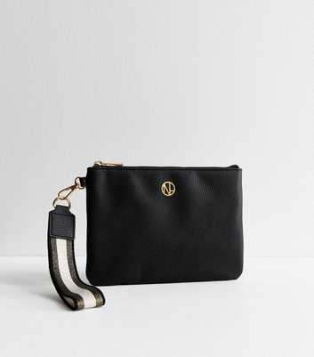 Black Leather Look Zip-Top Pouch