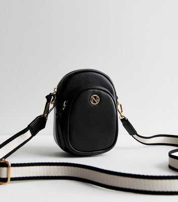 Black Leather Look Phone Bag