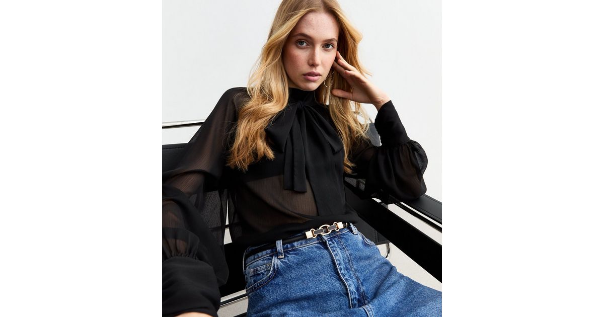 Mignon Black Blouse with Bow