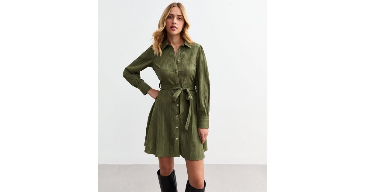 Anne Belted Shirt Dress - Khaki