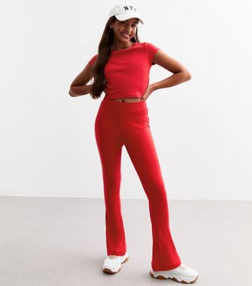 Girls Red Flared Leggings New Look