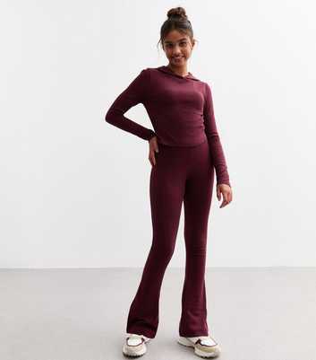 Girls Burgundy Flared Leggings