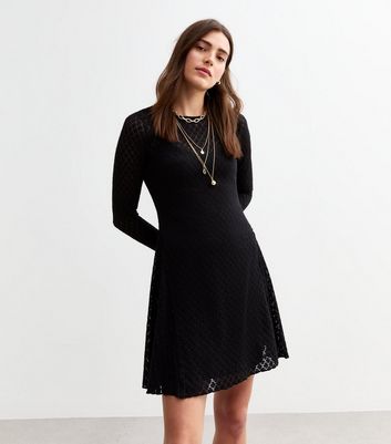 Black Soft Touch Diamond Mini Dress New Look