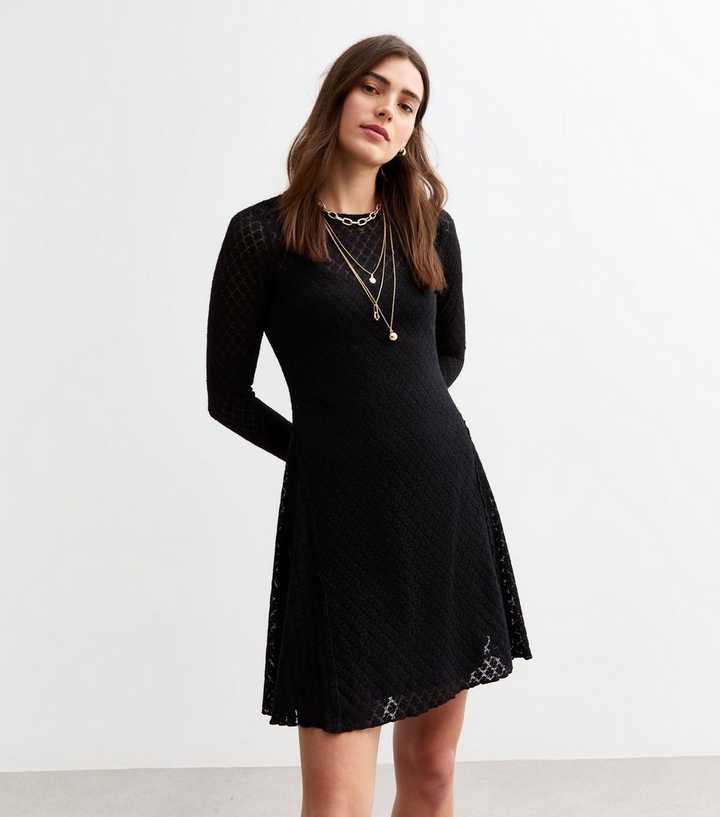 Black Soft Touch Diamond Mini Dress
