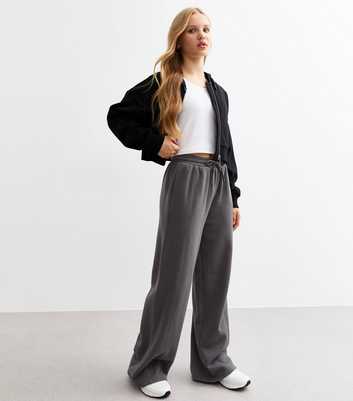 Girls Grey Wide Leg Joggers