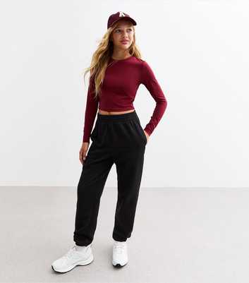 Black Girls High Waist Cuffed Joggers 