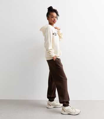 Girls Dark Brown High Waist Cuffed Joggers 