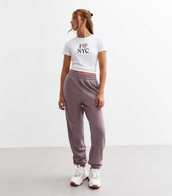 Girls Light Purple High Waist Cuffed Joggers 