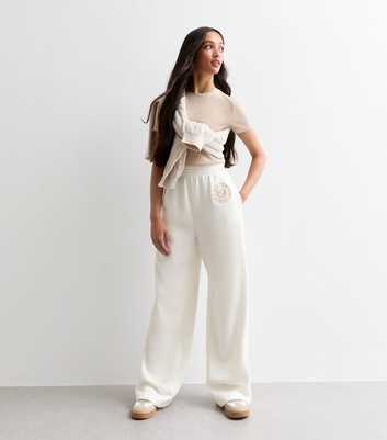 Girls Cream Beverly Hills Wide Leg Joggers