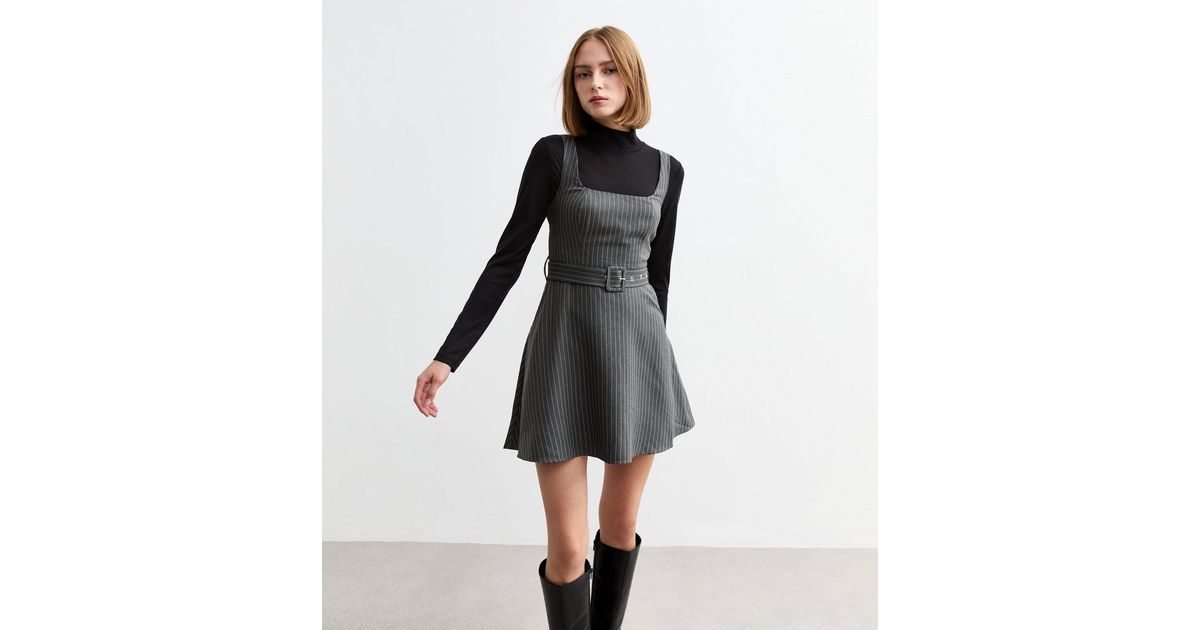 reiss pinstripe pinafore dress grey Striped Pinafore Apron Dress Old Linen Mill