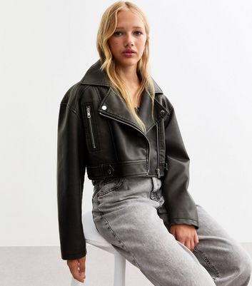 Girls Faux Leather Crop Jacket New Look