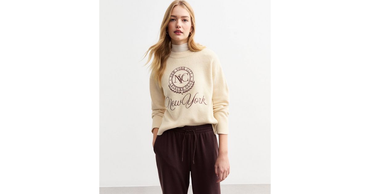 5011311 Cream Letter Embellished Jumper