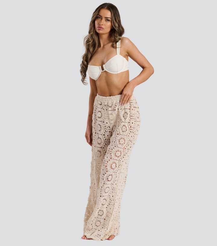 South Beach Cream Crochet Beach Trousers