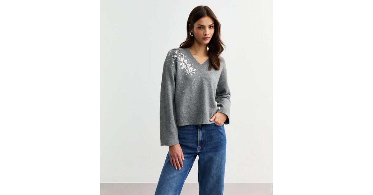 4983 Grey Sequin Detail Jumper main image 0