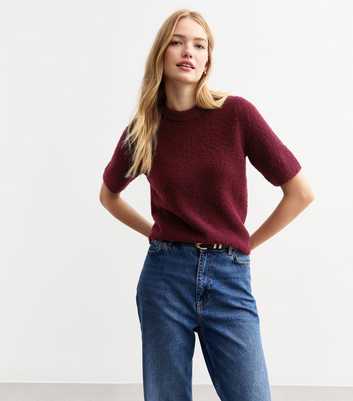 Burgundy Bouclè Knit Top