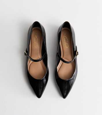 Black Patent Pointy Mary Jane Ballet Pumps