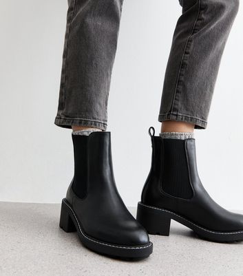 Wide Fit Black Chunky Chelsea Boots New Look