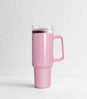 Shiny Pink Insulated 1L Straw Cup