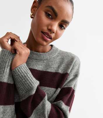 Tall Grey Striped Crew Neck Jumper 