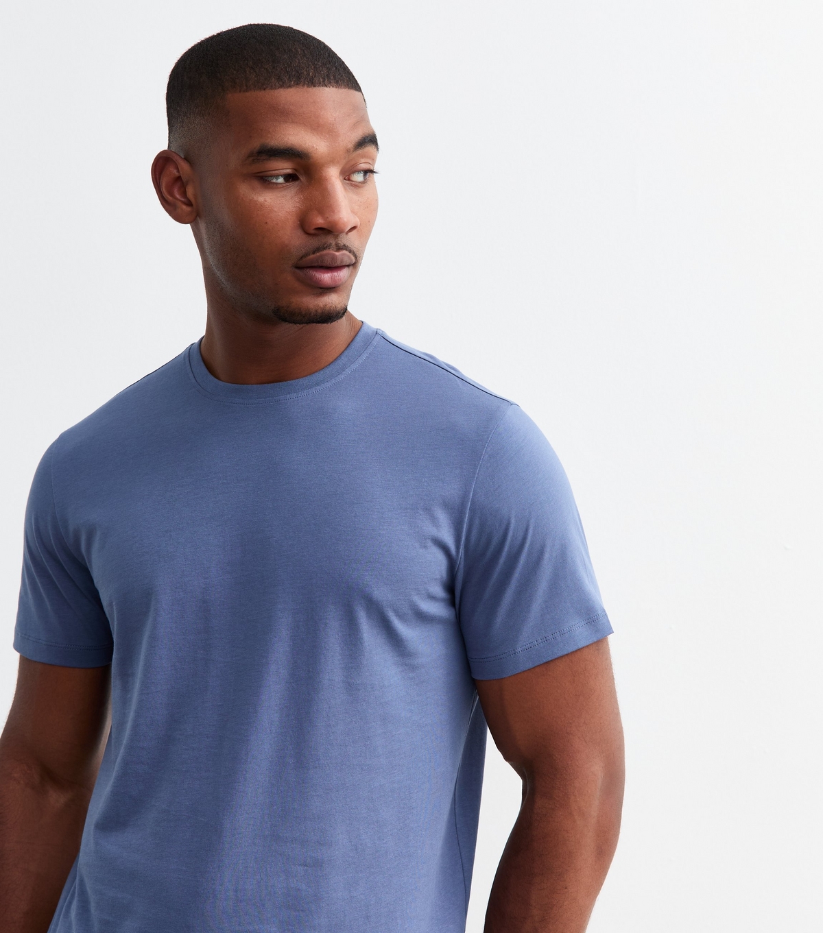 Men's Blue Cotton Crew Neck T-Shirt New Look