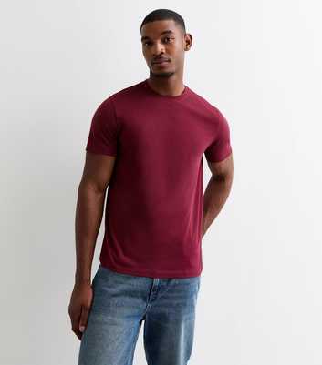 Burgundy Cotton Crew Neck T-Shirt