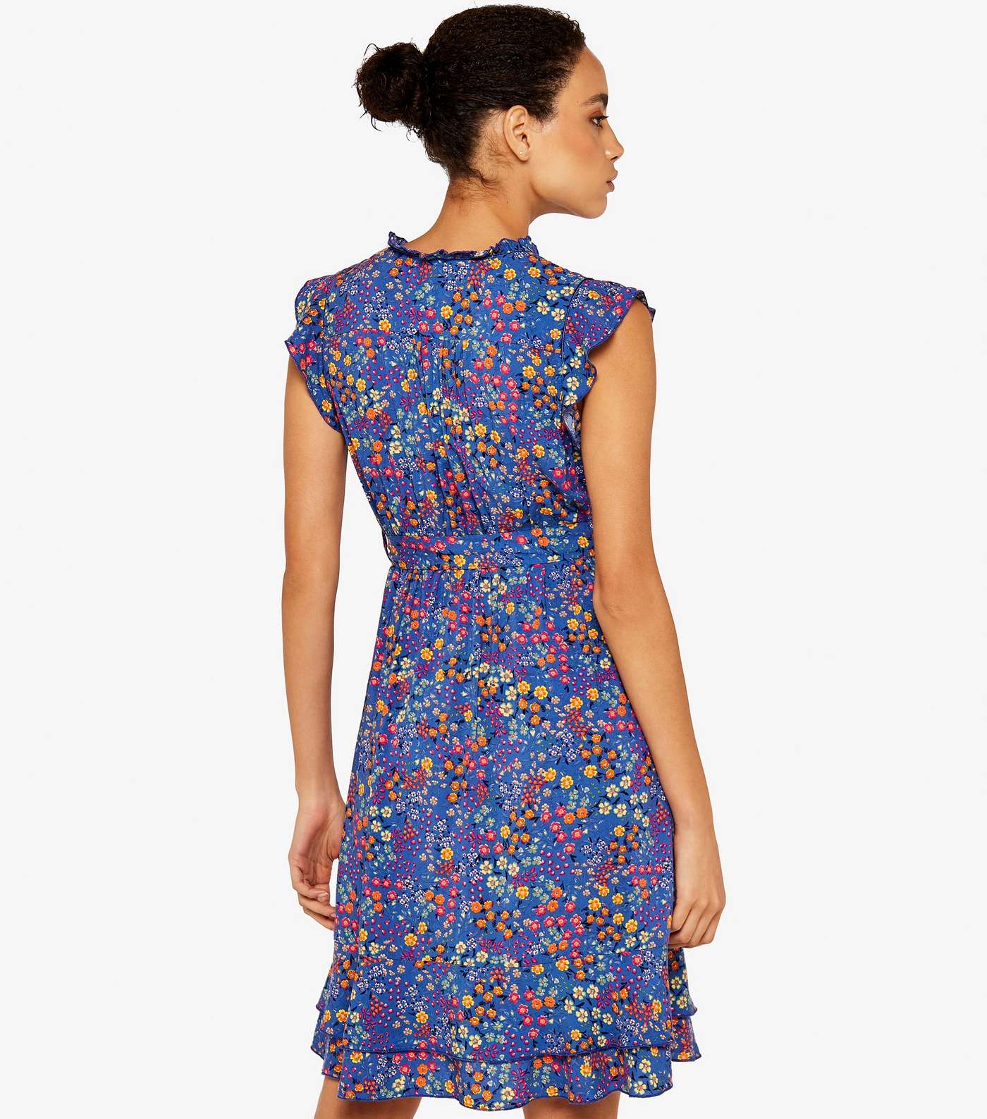 Apricot Blue Floral Shirt Dress Image 3