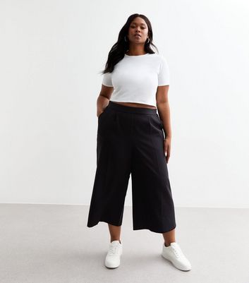 Curves Black Wide Leg Culotte Trousers New Look