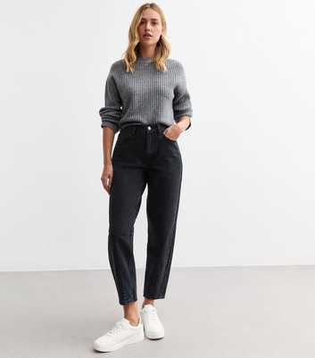 Black Denim Barrel Leg Jeans