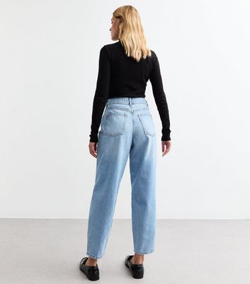 Blue Denim Barrel Leg Jeans New Look