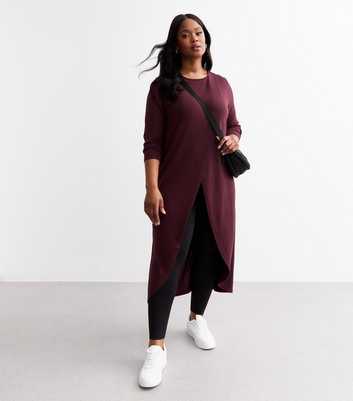 Curves Soft Touch Burgundy Longline Wrap Top