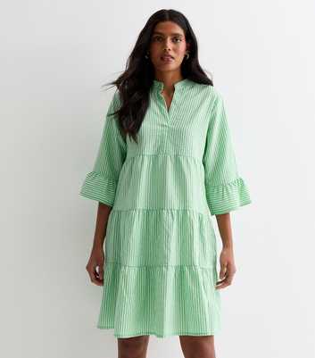 Gini London Green Stripe Tiered Mini Dress