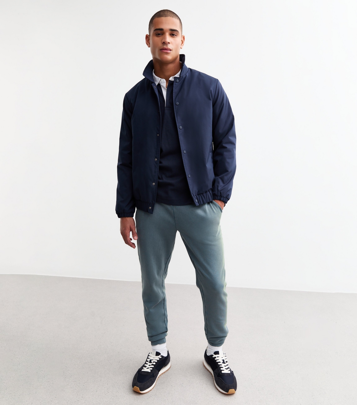 Men's Blue Regular Washed Jersey Joggers New Look